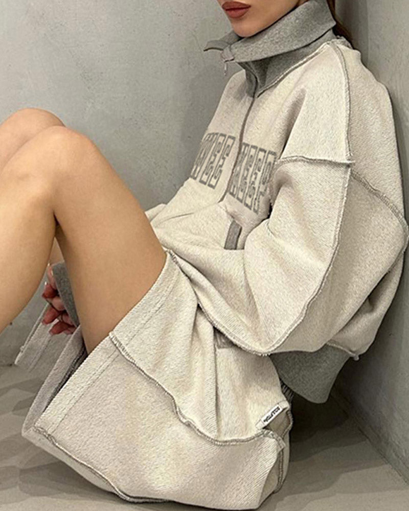 Contrasting Motion Letter Print Jacket
