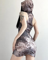 Ciaran Print Dress with Hood