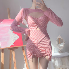 Sweet Fashion Checkerboard Print Swimsuit
