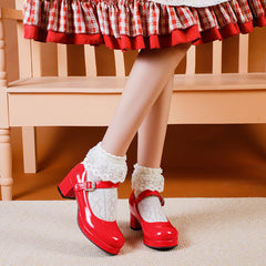 Sweet Lolita Shoes PU Leather Chunky Heel Lolita Pumps