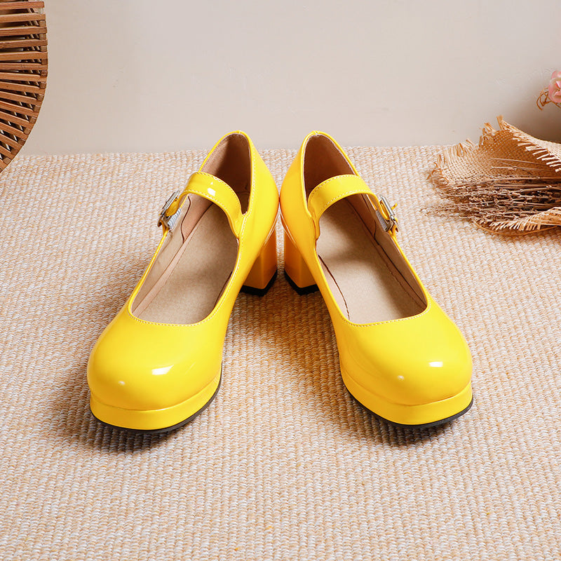 Sweet Lolita Shoes PU Leather Chunky Heel Lolita Pumps