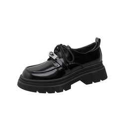 Oxford Leather Twist Lock Platform Lace-Up Shoes