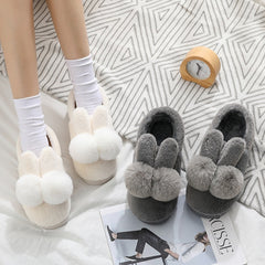 Cute Plush Bunny Rabbit Ears Warm Home Slippers