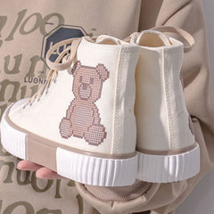 Teenager Cute Bear High Top Canvas