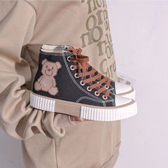 Teenager Cute Bear High Top Canvas