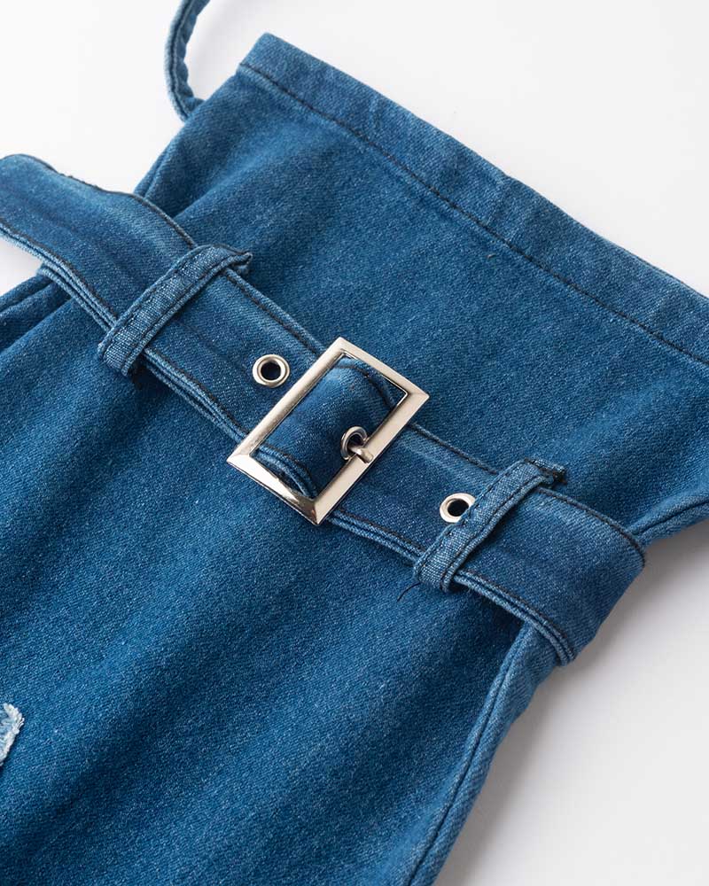 Distressed Midalam Denim Star Leg Warmers