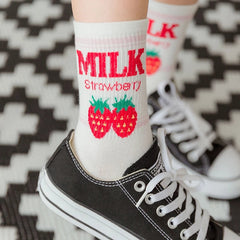 Cute Milk Strawberry Socks