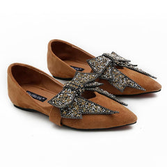 Large Bowknot Rhinestone Flat Loafers