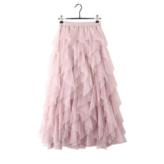 Tulle High Waist Pleated Long Maxi Skirt