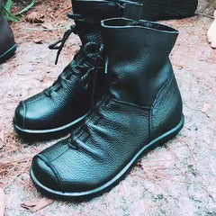 Women's Genuine Leather Casual Soft Flat Boots