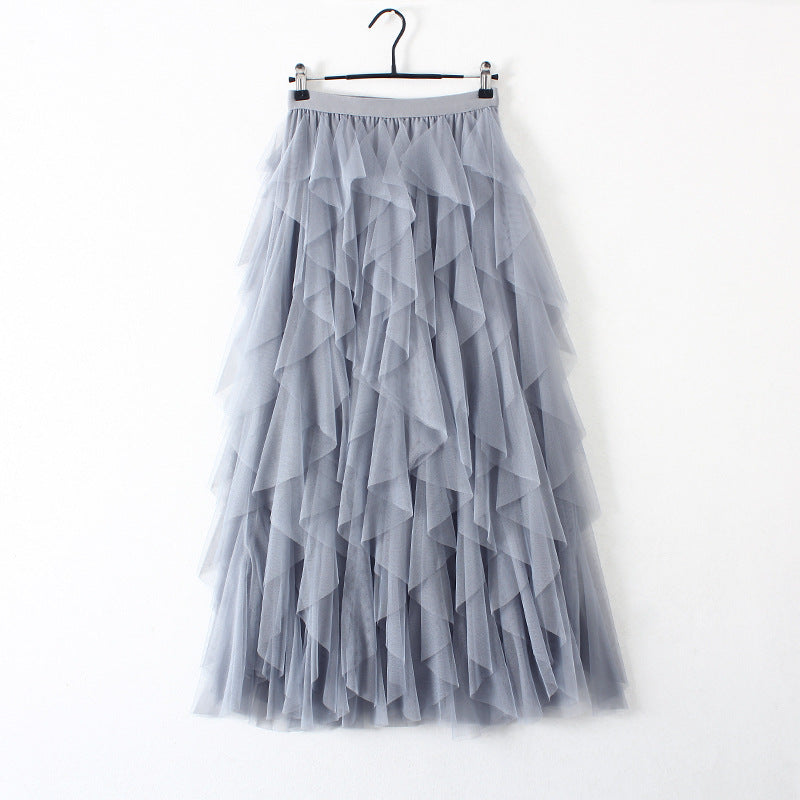 Tulle High Waist Pleated Long Maxi Skirt