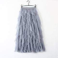 Tulle High Waist Pleated Long Maxi Skirt