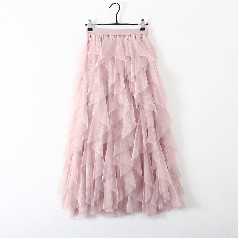 Tulle High Waist Pleated Long Maxi Skirt