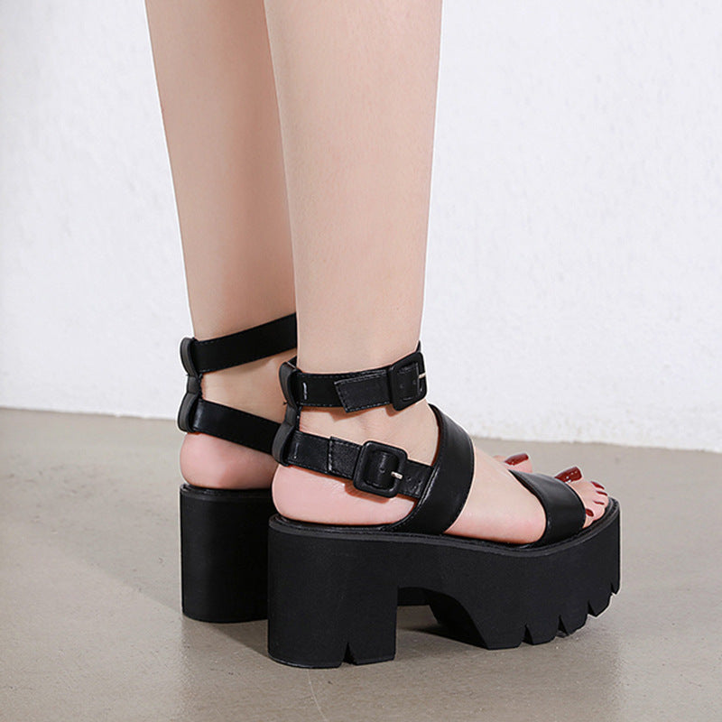 Platform Chunky Heeled Sandals Gothic Heeled Open Toe