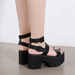 Platform Chunky Heeled Sandals Gothic Heeled Open Toe