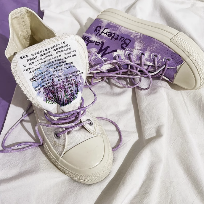 Harajuku Aesthetics Lavender High-Top Canvas Shoes