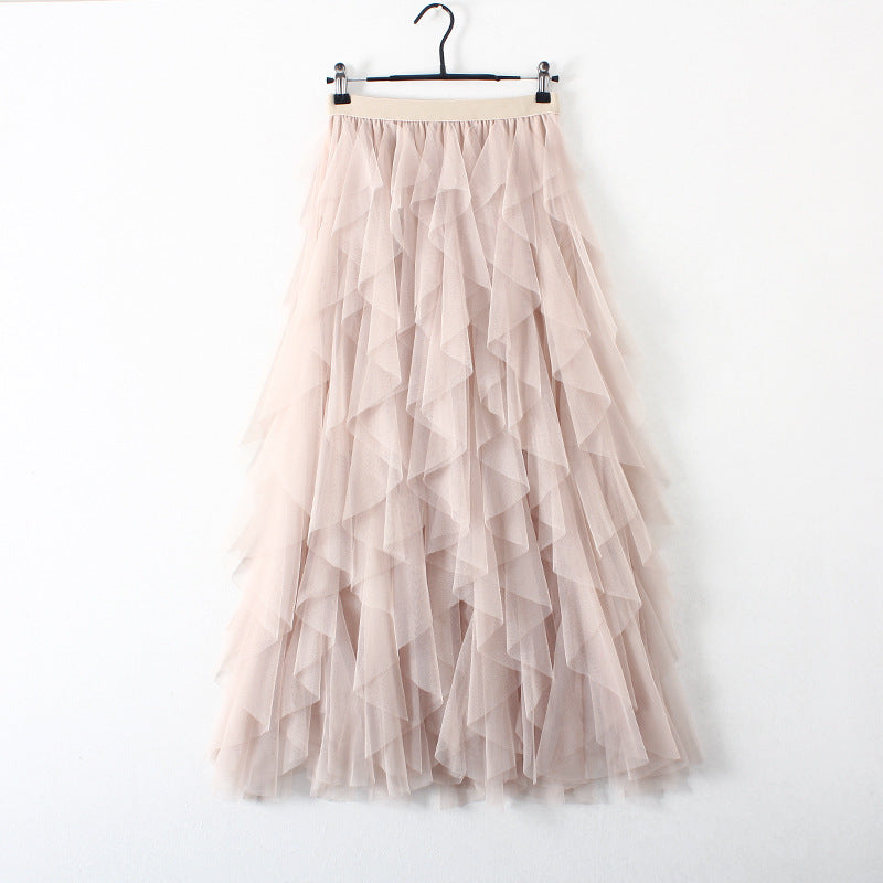 Tulle High Waist Pleated Long Maxi Skirt