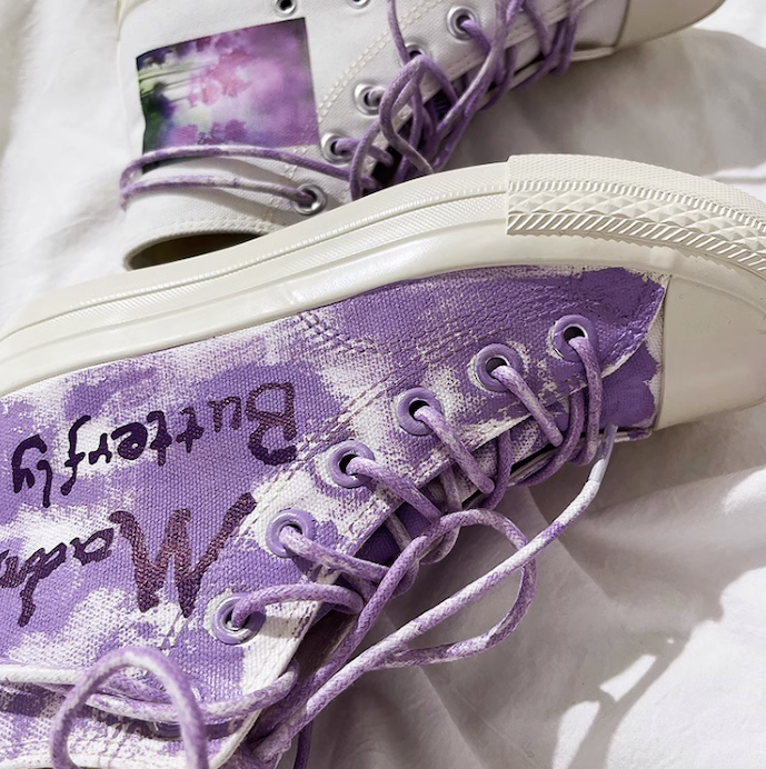 Harajuku Aesthetics Lavender High-Top Canvas Shoes