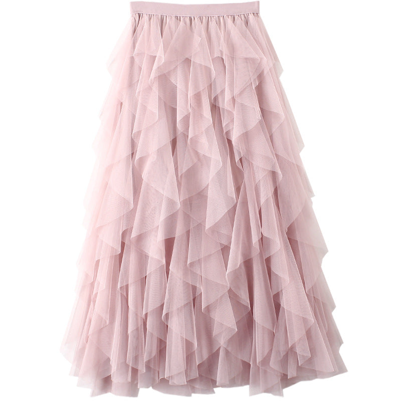Tulle High Waist Pleated Long Maxi Skirt
