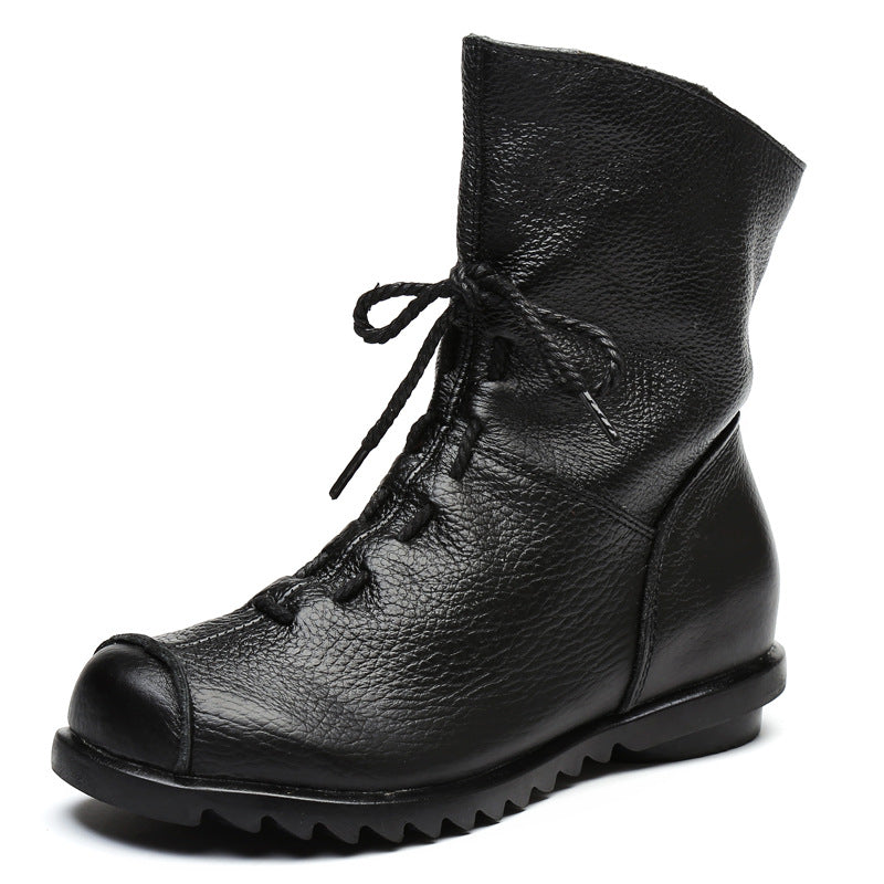 Women's Genuine Leather Casual Soft Flat Boots