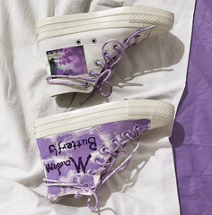 Harajuku Aesthetics Lavender High-Top Canvas Shoes