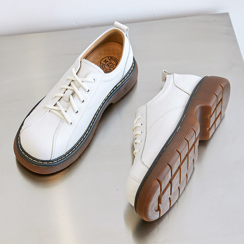 Platform Oxfords Shoes Lace Up Flats Leather Shoes