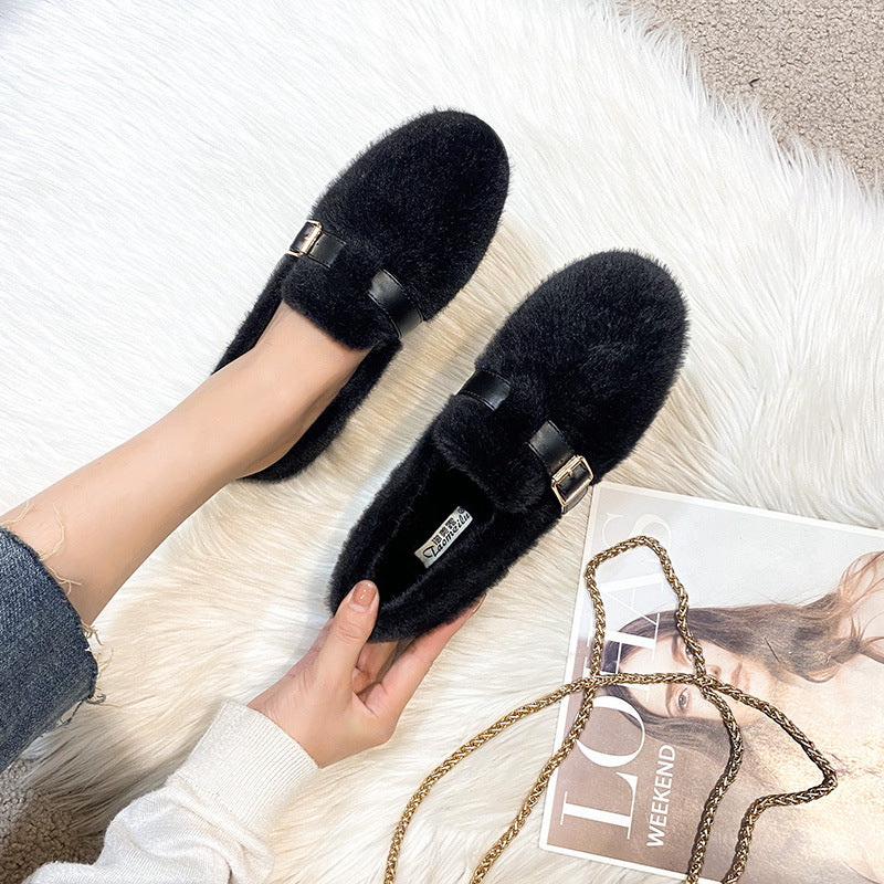 Warm Soft Plush Fur Winter Loafers Shoes