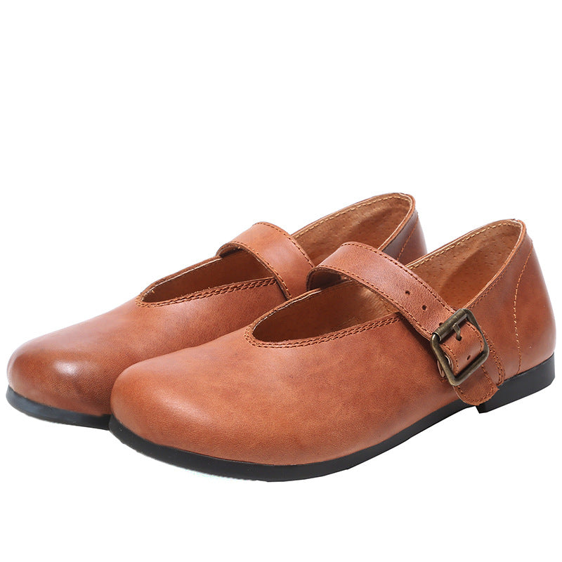 Retro Soft Leather Handmade Flat Shoes