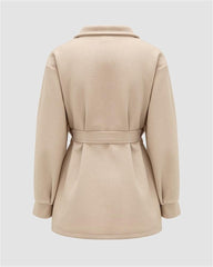 Puff Sleeve Belted Woolen Coat
