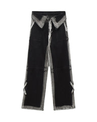 Cuffed Waist Washed Cargo Pants