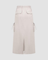 Willefull Parachute Drawstring Midi Skirt