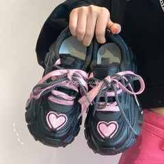 Fashionable Platform Daddy Black Sneakers