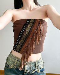 Exotic Coins And Fringes Tube Top
