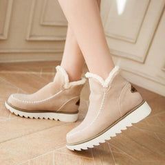 Winter Ankle Boots Fur Lining Flat Heel Boots For Women