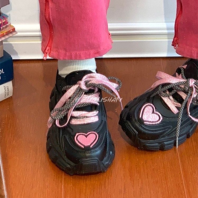 Fashionable Platform Daddy Black Sneakers