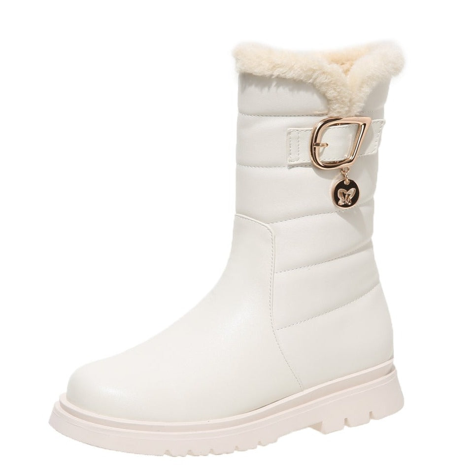 Big Kids Girls Snow Warm Boots Side Zipper Flat Boots