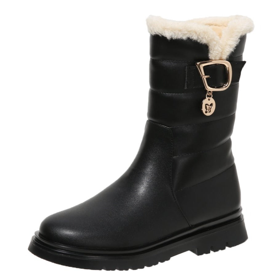 Big Kids Girls Snow Warm Boots Side Zipper Flat Boots