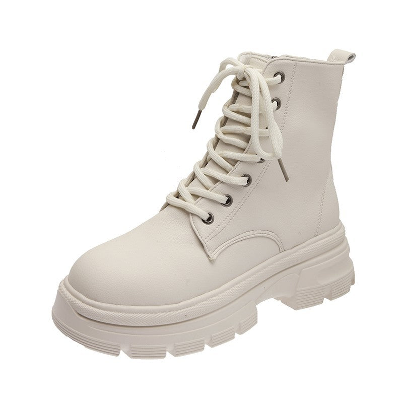 Platform Ankle White Combat Boots