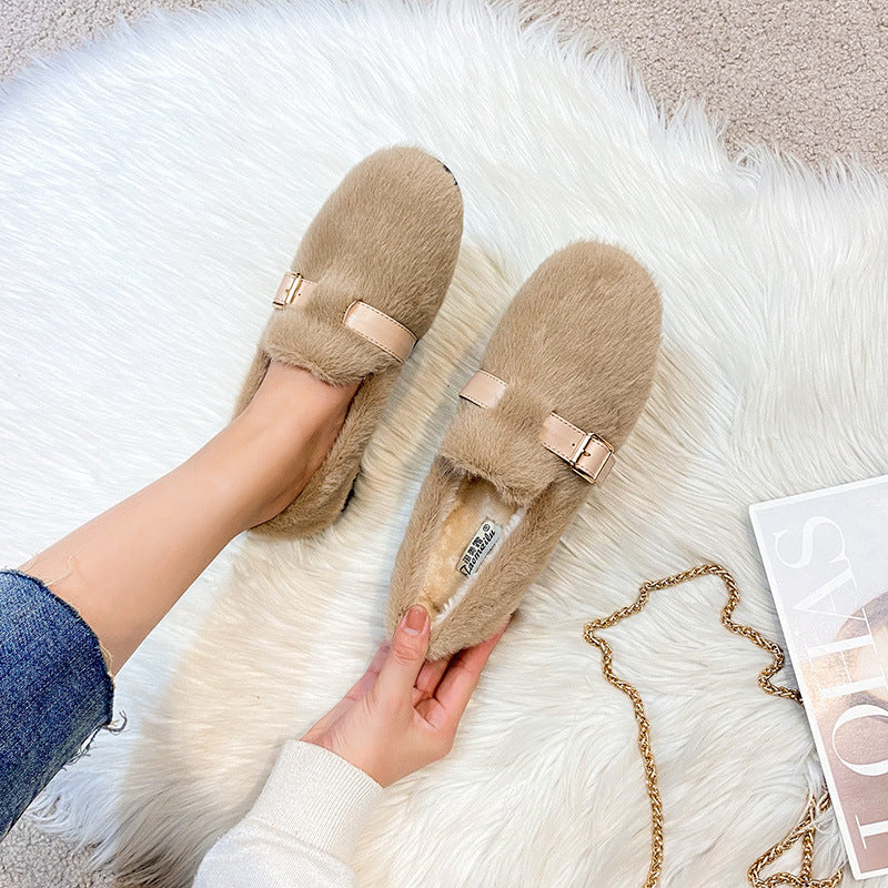 Warm Soft Plush Fur Winter Loafers Shoes