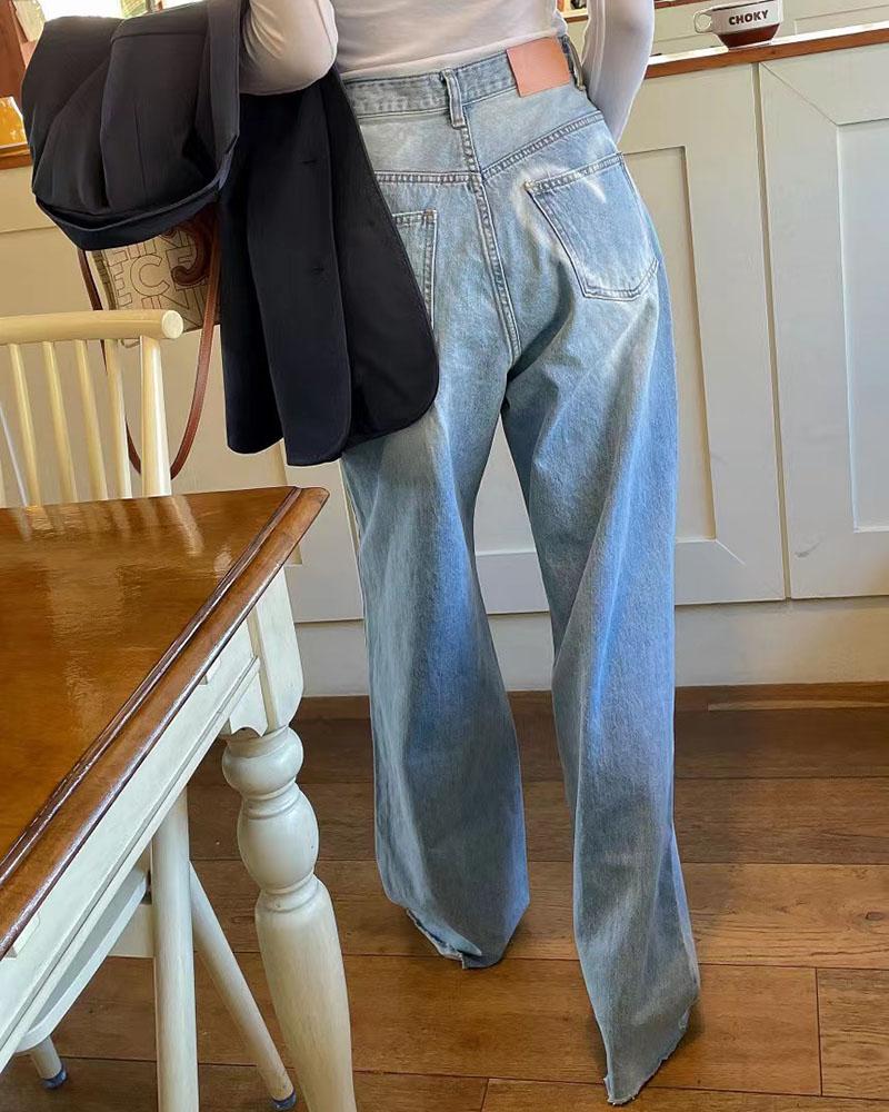 Heart Print Boyfriend Jeans