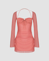 Pearly Blush Halter Bodycon Dress