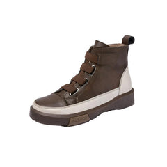 Leather Lace-up High-neck Shoes
