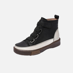Leather Lace-up High-neck Shoes