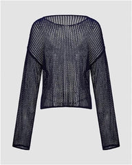 Star Jacquard Long Sleeve Knit Top