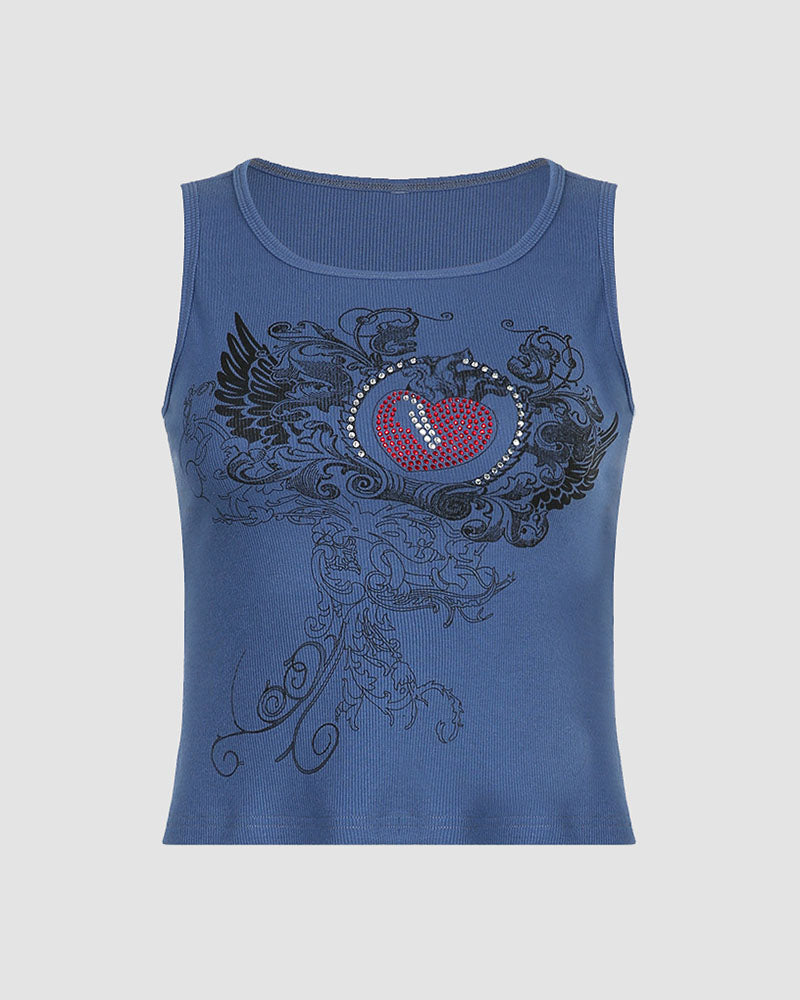 Heart Wings Indie Grunge Tank Top