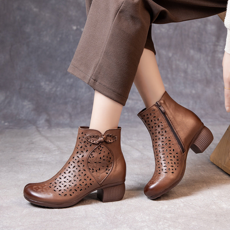 Handmade Leather Hollow Out Summer Sandals Boots