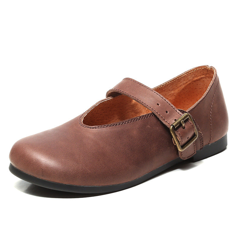 Retro Soft Leather Handmade Flat Shoes