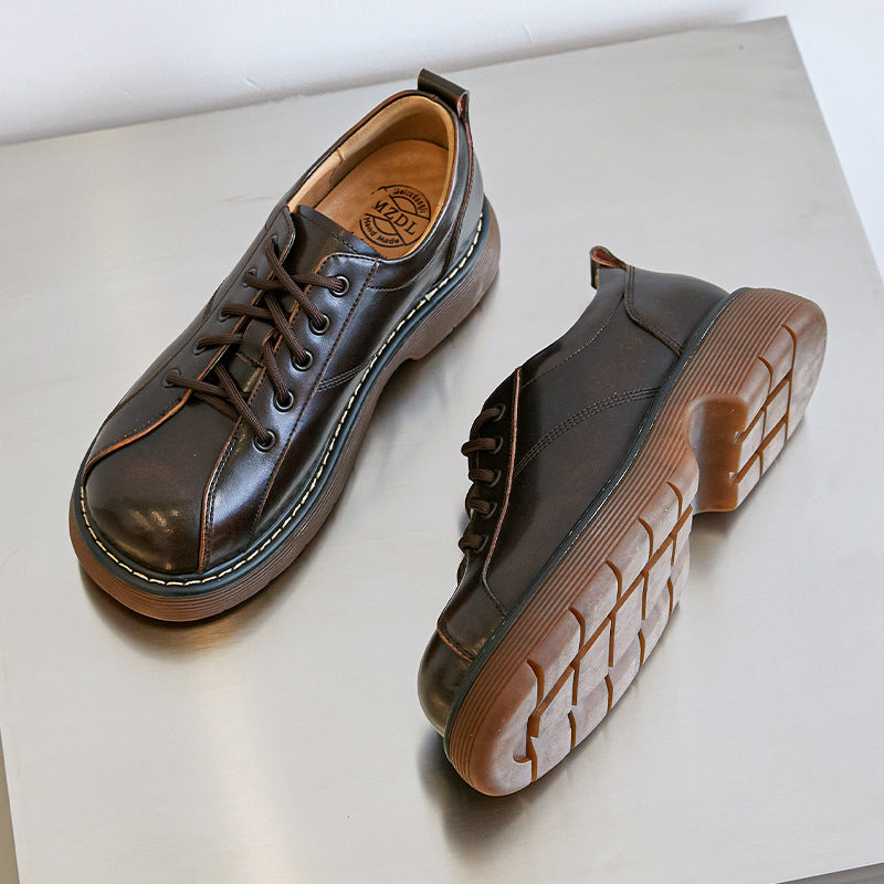 Platform Oxfords Shoes Lace Up Flats Leather Shoes
