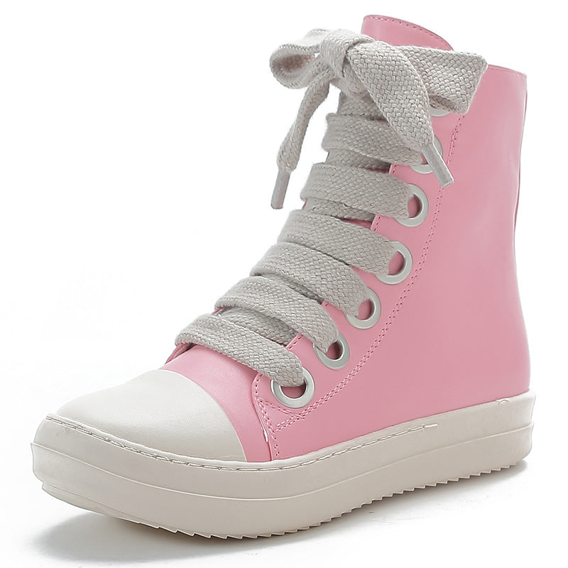 Lace-up Side Zip High Top Skate Shoes Sneakers