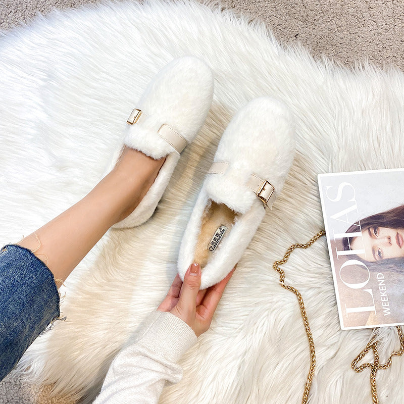 Warm Soft Plush Fur Winter Loafers Shoes